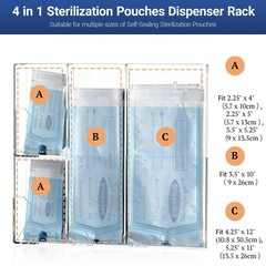 Aphbrada Acrylic Sterilization Pouches Organizer Holder with 4 Divided Compar…