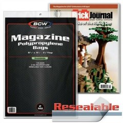 Pack of 100 BCW RESEALABLE Magazine Poly Bags 8 3/4 X 11 – Acid Free Archival