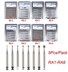 5Pcs Dental Round Carbide Bur for Slow Speed Latch Type RA 1# – 8# Burs
