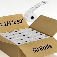 50-200 Rolls 2.25 x 50 FT Thermal Paper Rolls for Clover Mini Flex 1 1/16″ Core
