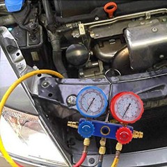 HVAC AC 3‑Way Manifold Gauge Set w/ 5ft Hoses R1234yf R404a R134a Refrigeration