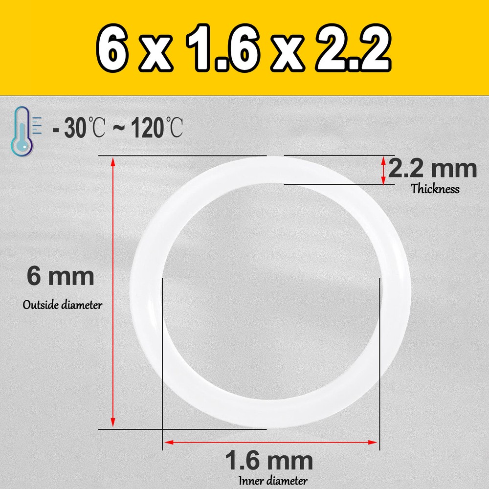 Food Grade O-ring. Thickness 2.2mm, ID 1.6- 25.6mm Clear Silicone Rubber O Rings