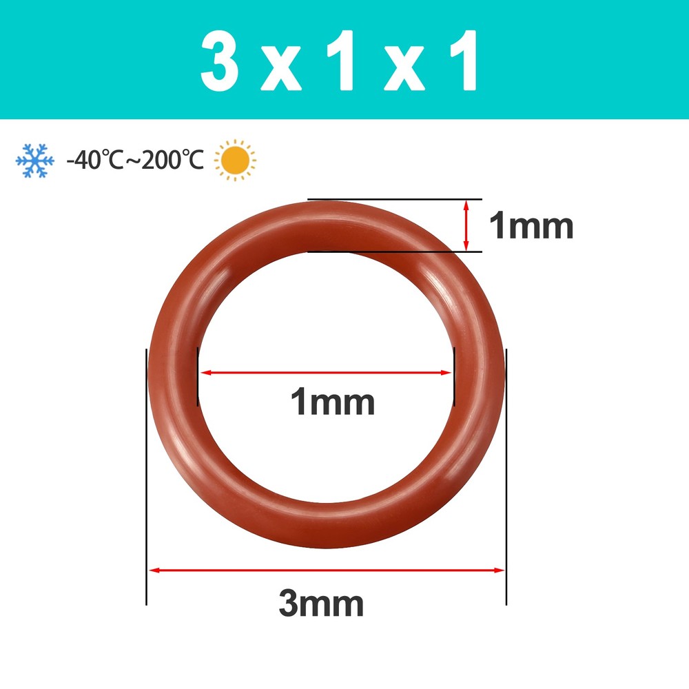 Silicone Rubber O Rings Metric Food Grade 1mm Cross Section 1-48mm ID,3-50mm OD