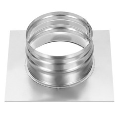 5″ Duct Connector Flange, Dryer Vent Wall Plate Square to Round Straight Silver
