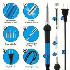 2025 9-in-1 Soldering Kits,60W Adjustable 60w 9-in-1, Light Blue [Upgraded]