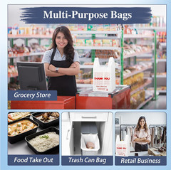 1000 Count White Disposable Thank You Bags with Handles – 11”X6”X21” Plastic