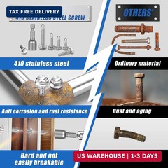 70Pcs #8#10 Hex Washer Head Self Tapping Screws 410 Stainless Steel Self Drillin