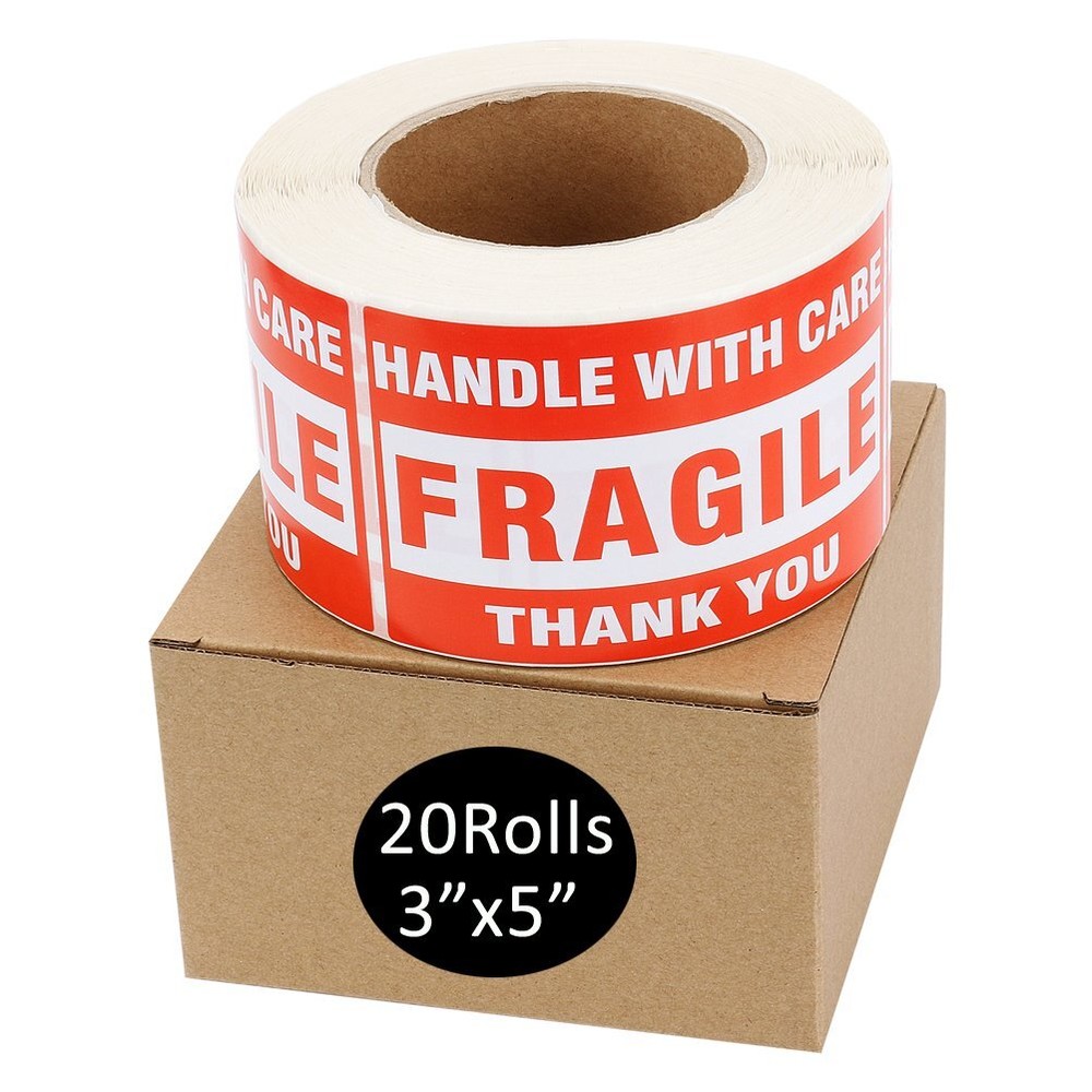 20 Rolls 3 x 5 Fragile Stickers Handle with Care Thanks 500/Roll Shipping Labels