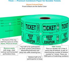 1000 Tacticai Raffle Tickets, A – Double Roll – 1,000 Tickets – Keep – Green