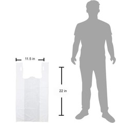 SALE 500 Large Heavy Black PlasticT-shirt Shopping Bags Handles 11.5″x6.5″x21″