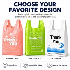 PINK Thank you bags, 100PCS T shirt bags, To Go Bags,Grocery bags, Reusable a…