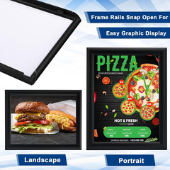 2 Pcs Black, 11 X 17 Inch, Front Load Easy Open Snap Frame Poster/Picture Frame,