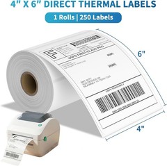 250 Labels 1 Roll 4×6 label Zebra 2844 Eltron Direct Thermal Shipping Printer