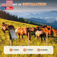 24 Hour Solar Electric Fence Charger 10 Miles up to 10200V Output Range Electri