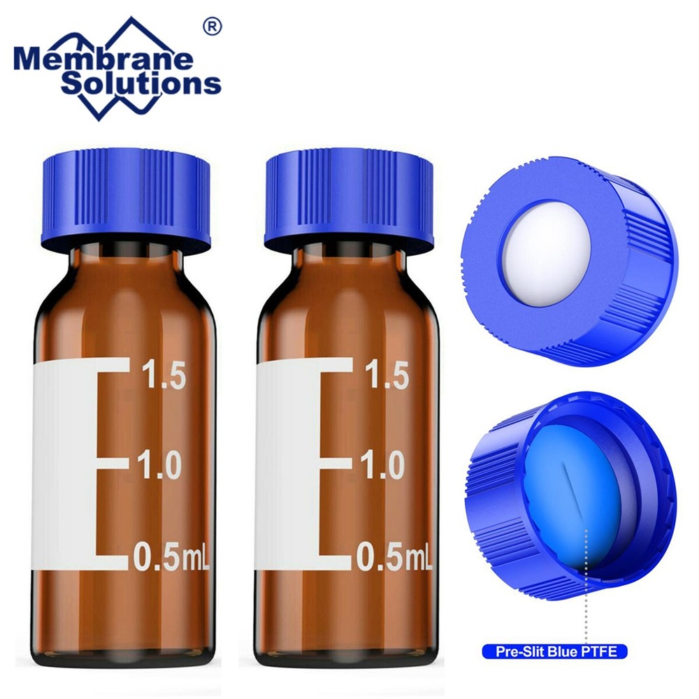 2mL Autosampler Amber Vial Pre-slit Cap PTFE Silicone Septa Fit LC Sampler
