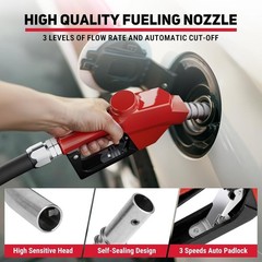Fuel Hose Reel Retractable Diesel Hose Reel 1″ x 50′ Auto Fueling Nozzle, Black