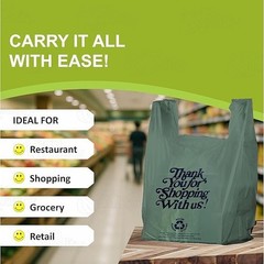 12×6.5×22 Inches Green Plastic Shopping Bags for Grocery Takeout Retail 320 Pcs