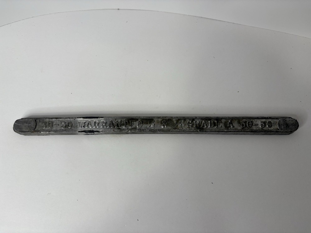 TIN LEAD SOLDER BAR 50/50 WARRANTED 3/4″ x 13″ Grade A Approx 1 lb 8 oz