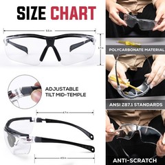 Bison Life Higuard Safety Glasses, Anti-Fog/Anti-Scratch, Pack of 2