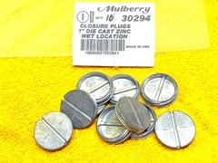 LOT of (10) MULBERRY 30294 CLOSURE PLUGS 1″ NPT THREADED DIECAST ZINC NEMA 3R