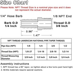 4Pcs Brass Hose Barb Fittings 1/4″ Hose Barb to 1/8 NPT Male Thread Air Hose Fit