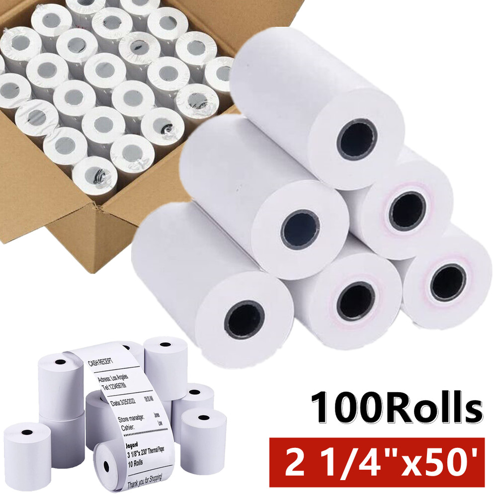 100 Rolls 2 1/4 x 50” Thermal Paper Cash Register Credit Card POS Receipt Paper