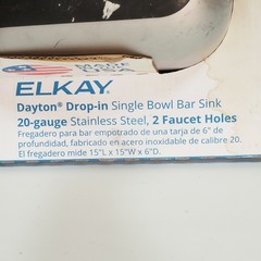 Elkay Dayton Stainless Steel 15″ x 15″ x 6″ Drop-in Bar Sink LWSB15156N 4351168