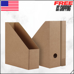 Brown Magazine File Holder Cardboard Rack Foldable Storage Organizer Box 12PK