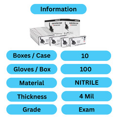 [1000 Pieces] Black Nitrile 4 Mil Gloves Powder Free, Latex Free Size: Large