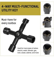 12″ Water Meter Key – Professional Garden & Plumbing Tool T-handle 4-way Spigot