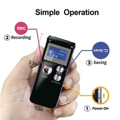 Grabadora De Voz Digital 16GB USB Recargable Grabación Audio Dictáfono Recorder