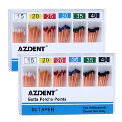 AZDENT Dental Gutta Percha Points Taper 0.02/0.04/0.06 15#-40# For Endo Use