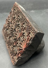 Antique Carved Wood Art Deco Geometric Textile Wallpaper Printing Block Stamp
