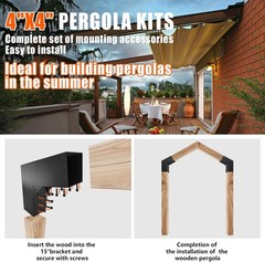 15° Angle Slant Pergola Bracket Kits,2-Way L-Shaped Slant Roof Post Brackets
