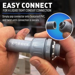 1/2″ Diameter PVC Flexible Conduit Kit – 25FT with Straight & 90° Connectors