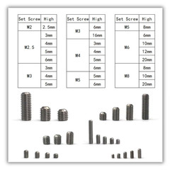 68 Pcs 24 Sizes Set Screw Assortment Kit, Metric Hex Socket Grub Screws, 304