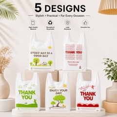 White Thank you T shirt bag, Grocery shopping bag Reusable and Disposable Sup…