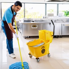 33 Quart Commercial Mop Bucket with Side Press Wringer, Yellow