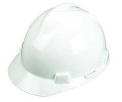 MSA V-Gard Slotted Cap, Size Large, White, w/Fas-Trac III Suspension, 477482