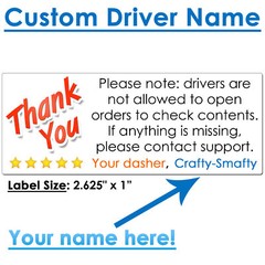 for DoorDash Thank You Stickers Driver CUSTOM NAME Increase Ratings and Tips