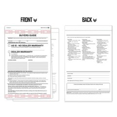 Buyers Guide Car Dealers – Self Adhesive As/is 7-1/3″ W x 11-5/8″ H, White