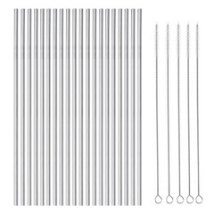 OKGD 25 Piece Set Stainless Steel Straws Ultra 10.5 Inch(Straight), Silver