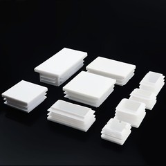 Rectangular Plastic End Caps Ribbed Plugs Blanking Inserts Rectangle Bungs White