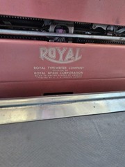Authenic 1950s Bubble Gum Pink Royal Quiet DeLuxe Typewriter with Carrying Case