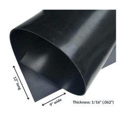 Neoprene Rubber Sheet Solid 1/16 Thick x 9″ Wide x 12″ Long 60A Duro, Black
