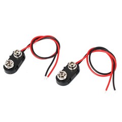2 Pcs 9 Volt Battery Clip Connector I Type Hard Shell Buckle Holder 15cm