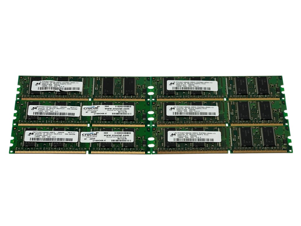 (Lot of 6) Micron 128MB RAM Memory Module