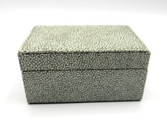 Leather Box Small Shagreen Embossed Gray Black
