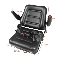 Adjustable Backrest Tractor Seat w/Safety Belt & Armrest Universal Forklift Seat