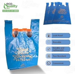 12×6.5×22 Inches Blue Plastic Shopping Bags for Grocery Takeout Retail 320 Pcs
